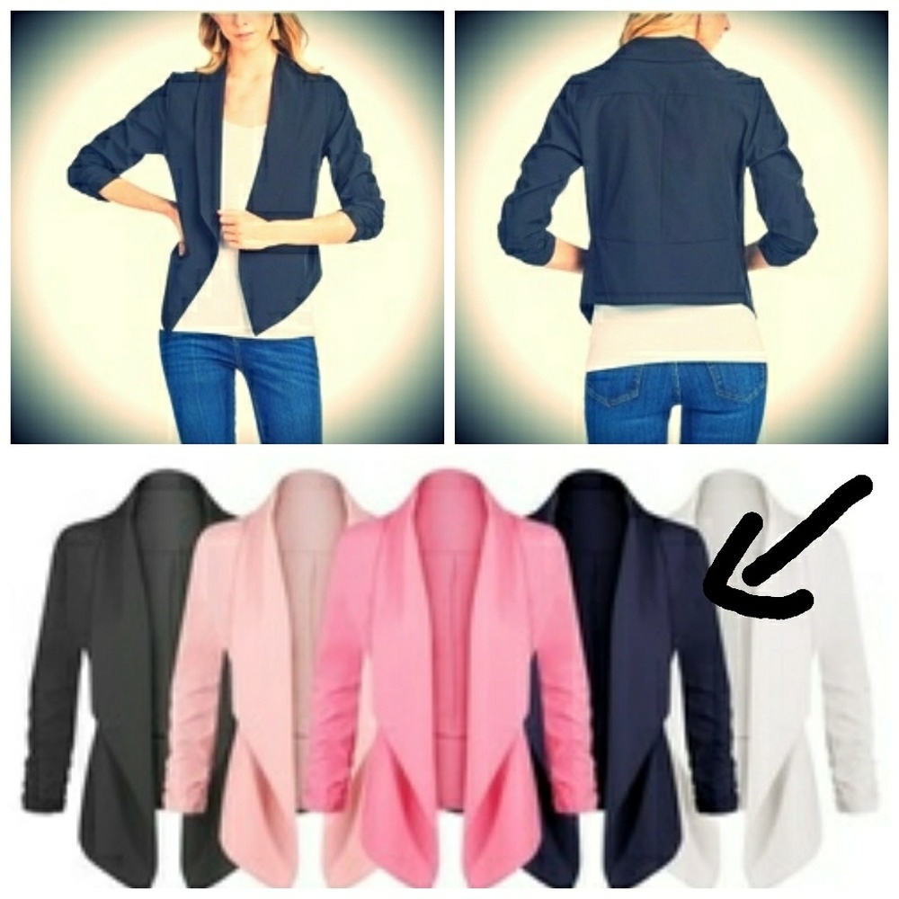 ⬇️ Navy Blue 3/4 Sleeve Blazer Cut Cardigan Blouse